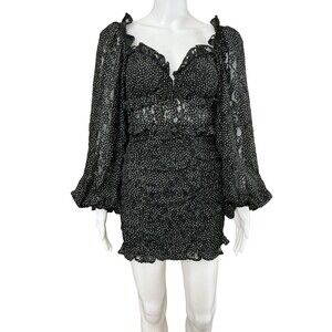 For love & Lemons Lelia Mini Dress XS Corset Polka Dot Coquette Puff Sleeve NEW